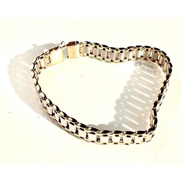 New 14k Italian Gold Men's 8-1/4" Two-Tone Link Bracelet, 18 grams - Picture 7 of 13